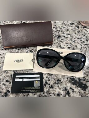 Authentic Fendi Sunglasses with Brown Leather Case